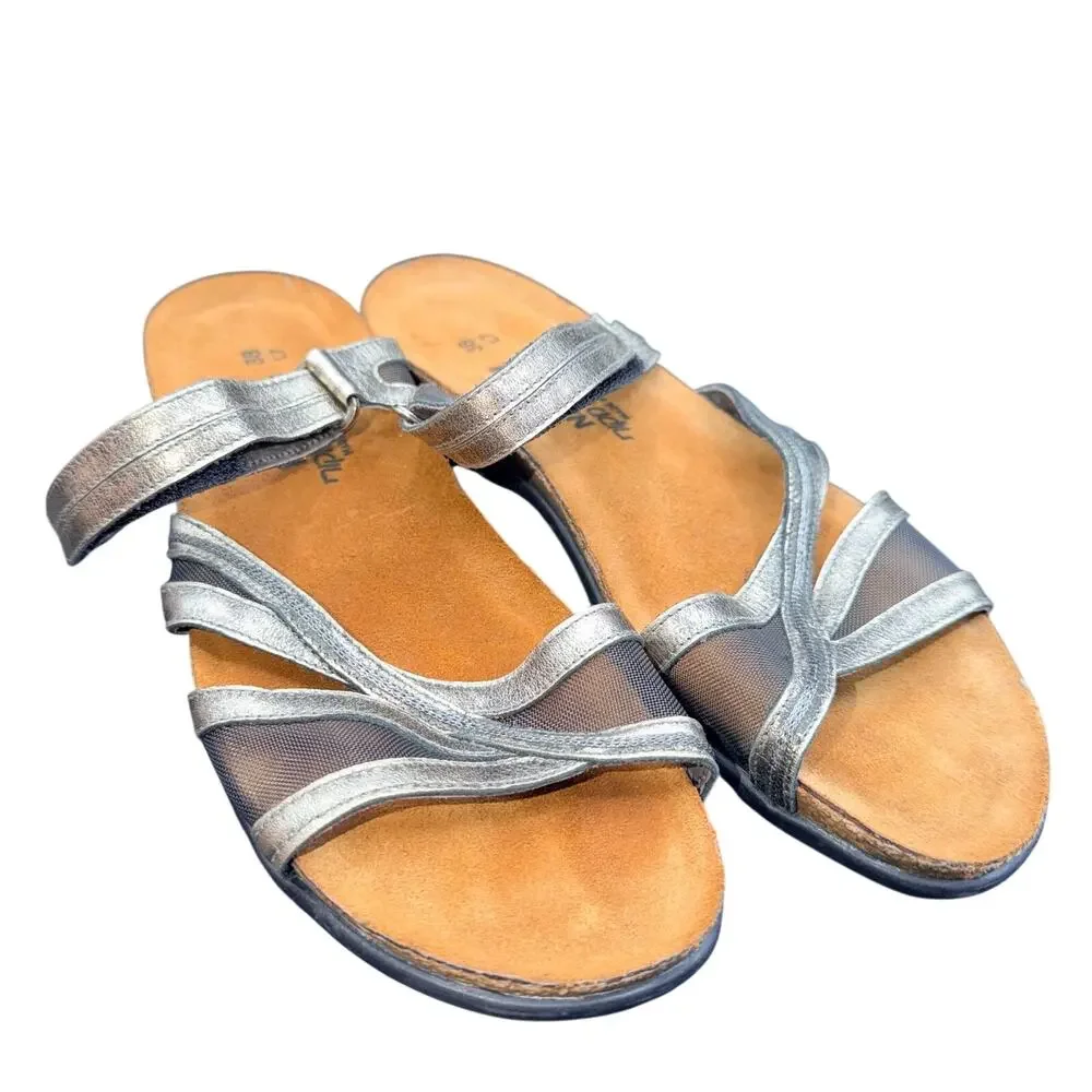 Naot Metallic Strappy Sandals EU 38 US 7 Comfort Walking Hook Loop